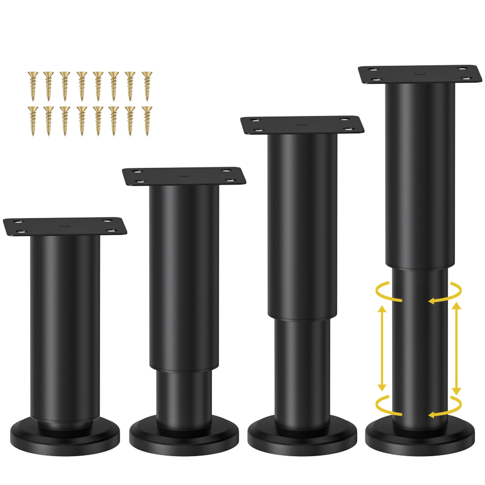 4 Pcs Metal Adjustable Furniture Legs 4.72-7.08 inch, Adjustable Cabinet Legs...