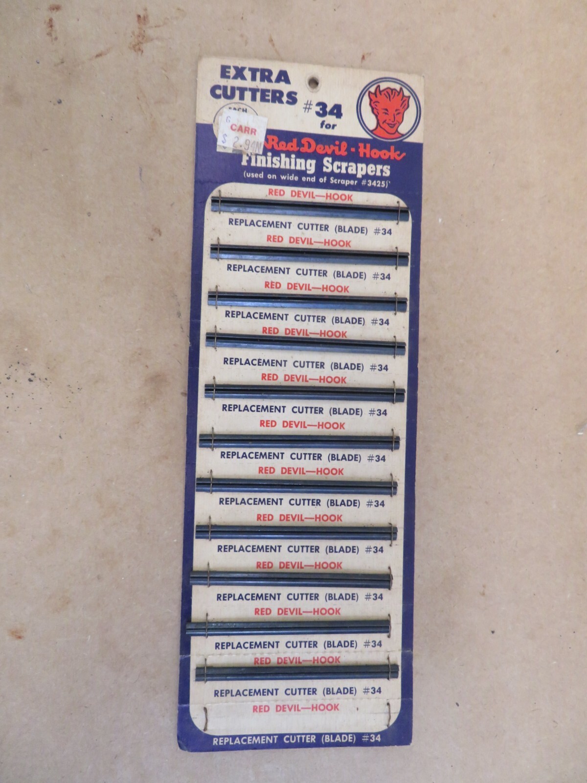 Vintage Red Devil 3 3/16” scraper blades #34 for #3425 Scraper 10 Display Card
