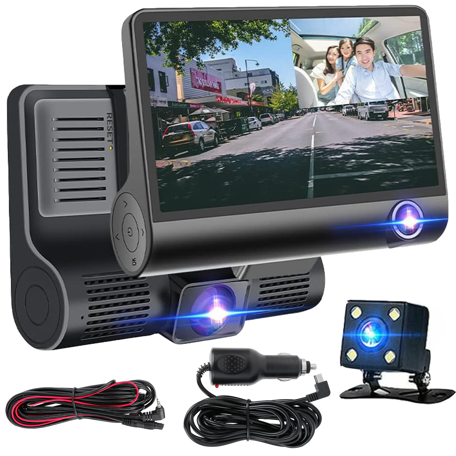 4" 1080P Dual Lens Camera Car DVR Dash Cam Rearview Video Recorder Night Vision