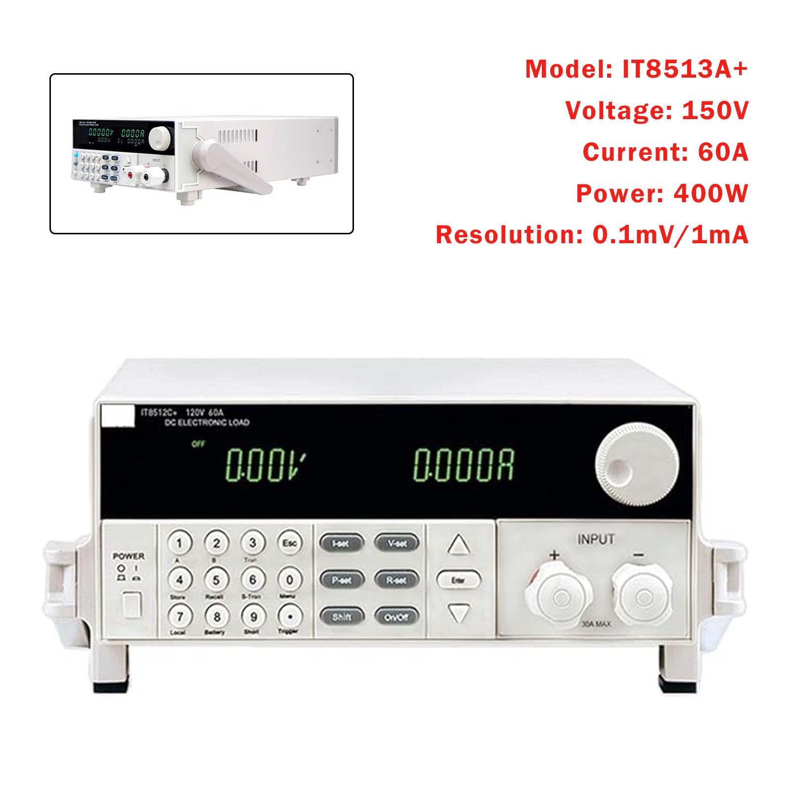 Programmable DC Electronic Load Single-Channel IT8513A+ 400W 150V 60A