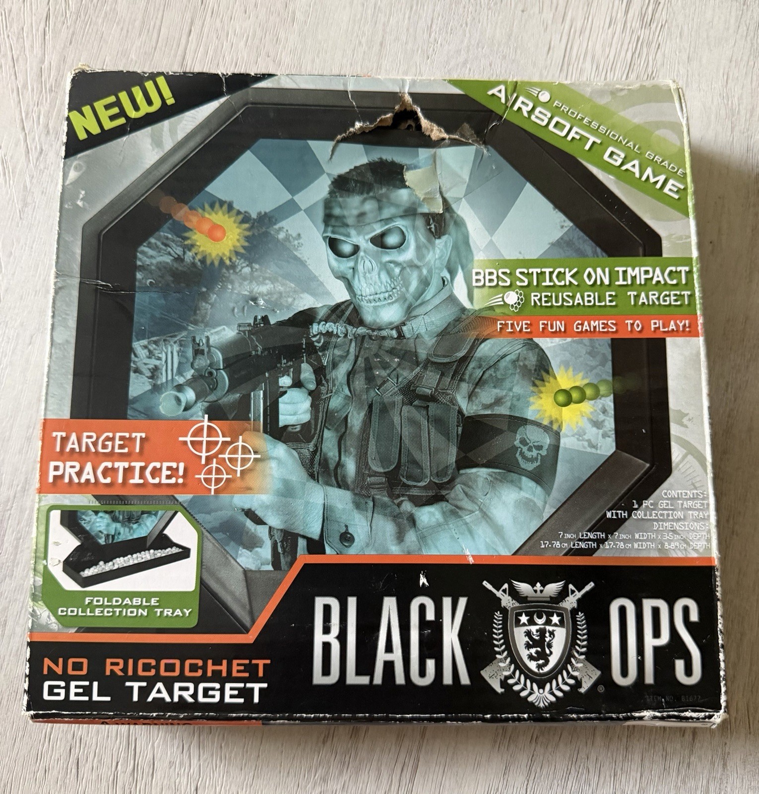New!!! Black Ops Gel Target No Ricochet BBS Stick On Impact Reusable Target