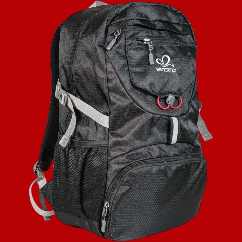 Waterfly Backpack Large Black Ripstop Hiking Sports Bag Travel Bag 2024 Modern
