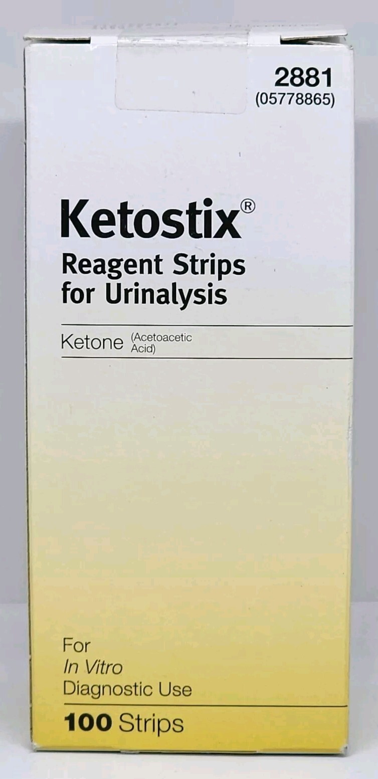 Ketostix Reagent Strips Urinalysis #2881 Ketones Glucose 100 Strips Exp. 02/2026
