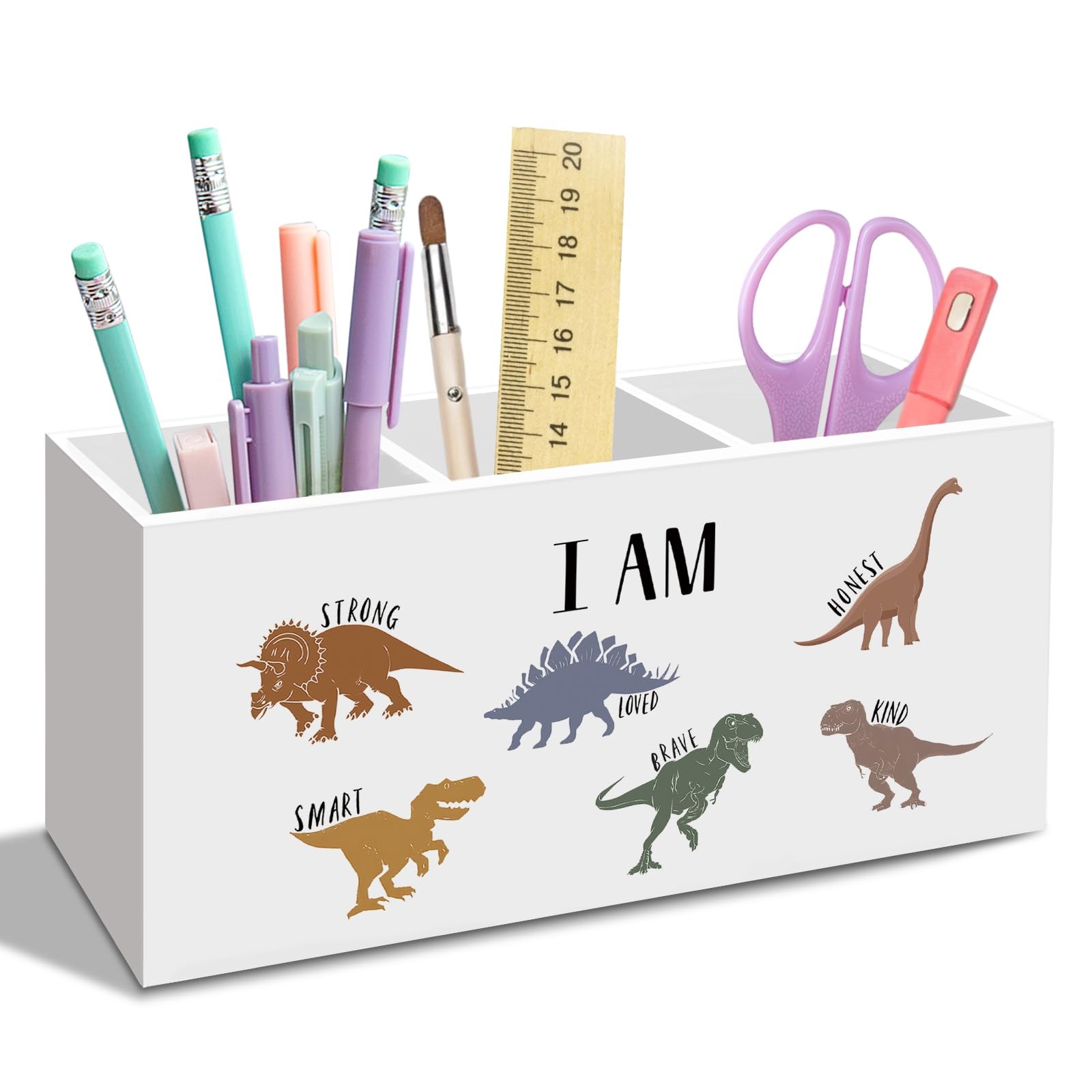 nvucamd Boys Dinosaur Pen Pencil Holder for 7.9x3.5x2.5inch, inspirational