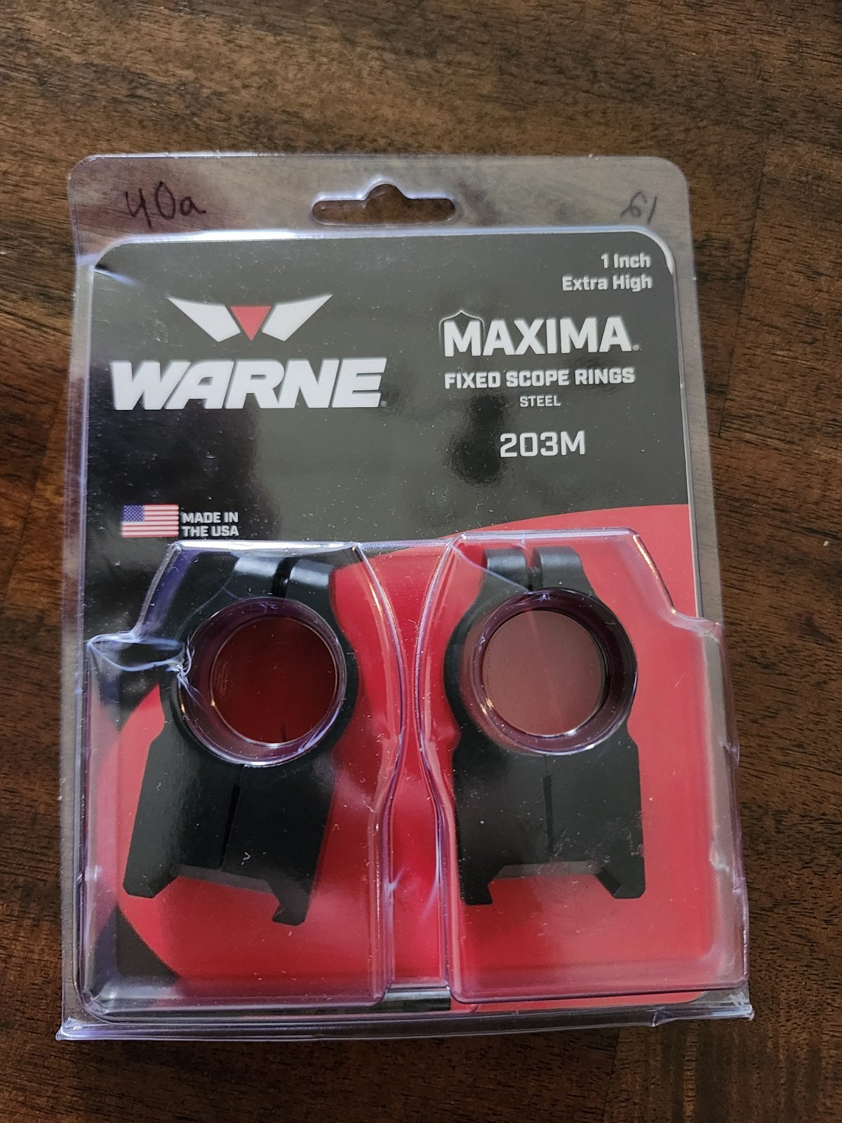 Warne Maxima Fixed Scope Rings 1" Extra High 203M