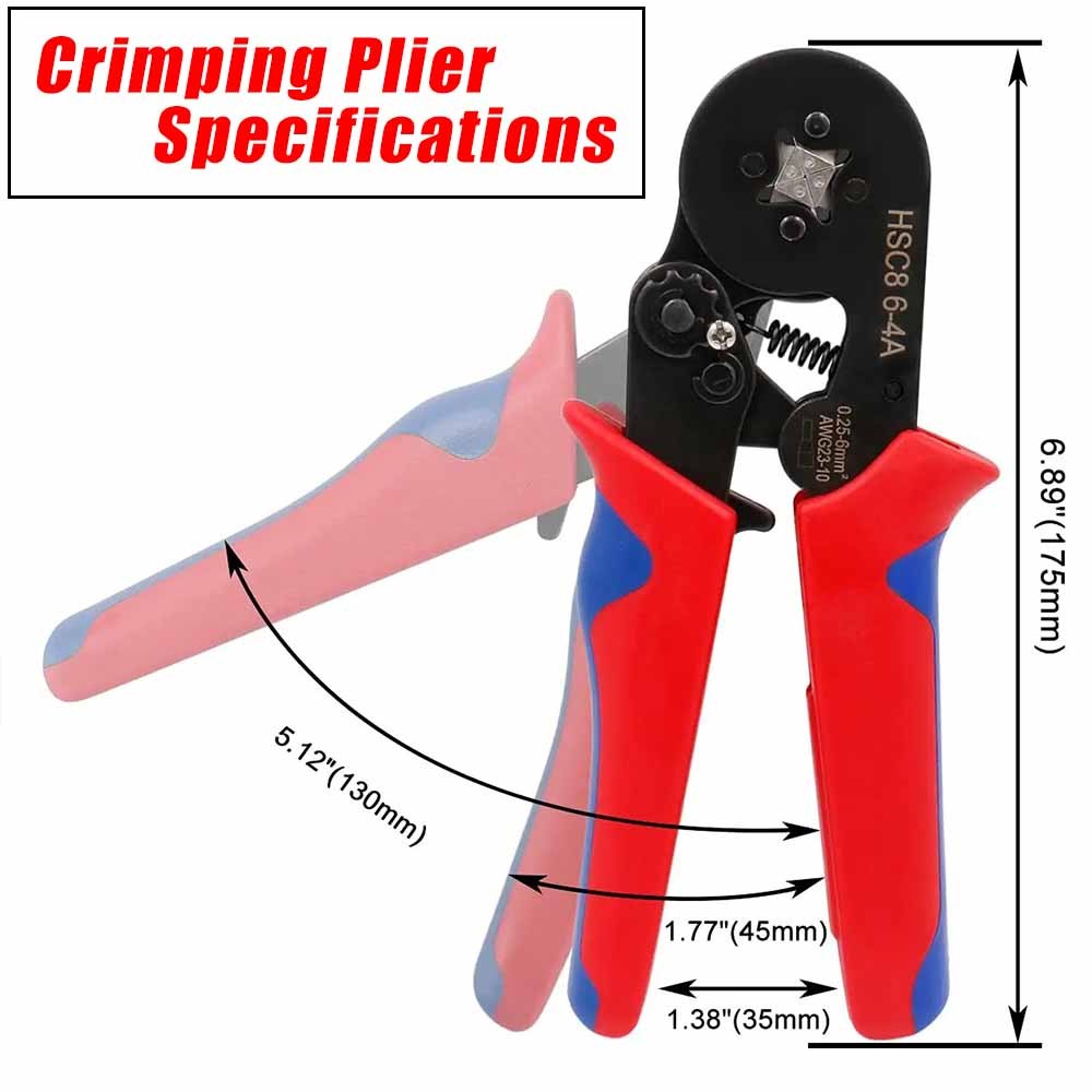 Ferrule Crimping Tool Kit Self-adjustable Wire Crimper Plier 1200pcs Terminal #V