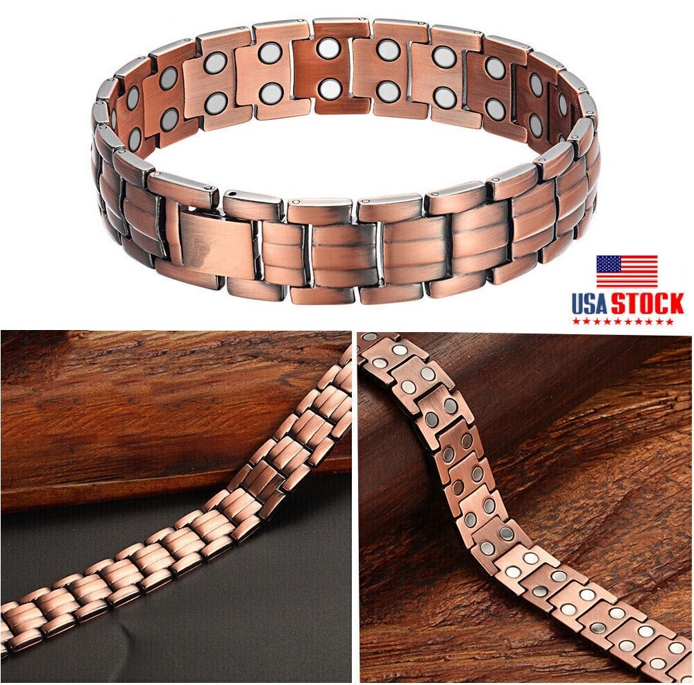 Men's Copper Magnetic Bracelet Solid Copper Bangle Adjustable Jewelry Gifts