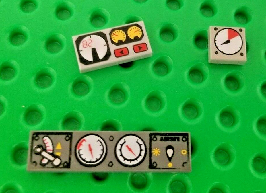 LEGO Control Gauge Set of 3 Printed Tile 1x4 1x2 1x1 Speedometer Car Truck Dash
