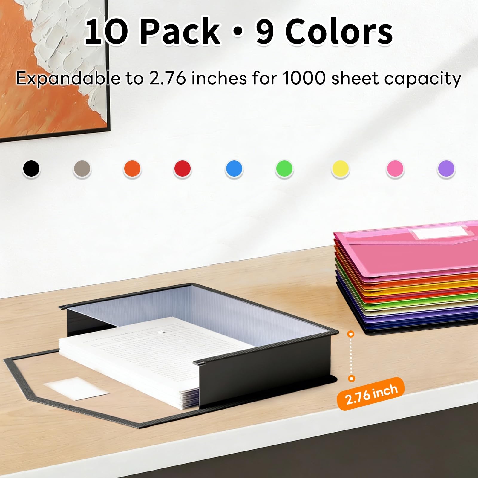 Best Plastic Expanding File Folder, Transparent Envelopes with Snap Closure No