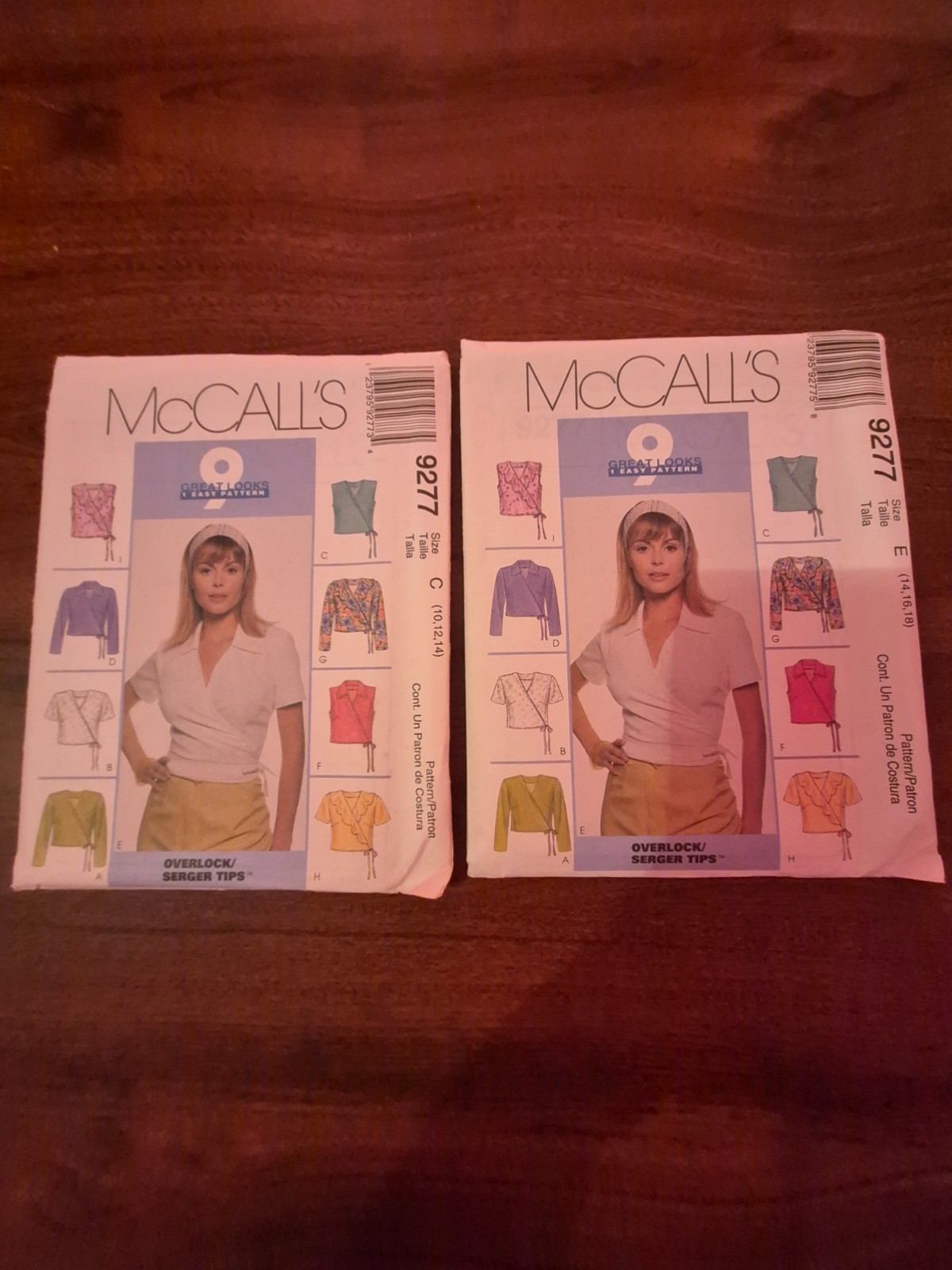 McCall's 9277 Easy 9 Great Looks Surplice Top Short/Long Sleeve SZ: 10-18 UC FF