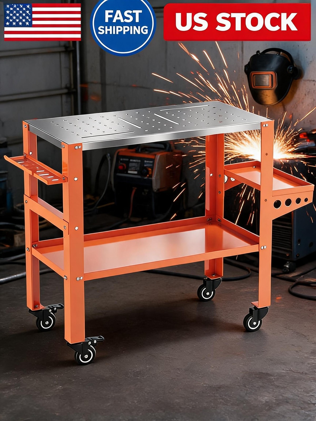 36 x 18 Inch Welding Table, 1200 lbs Capacity Welding Workbench Table with Locka