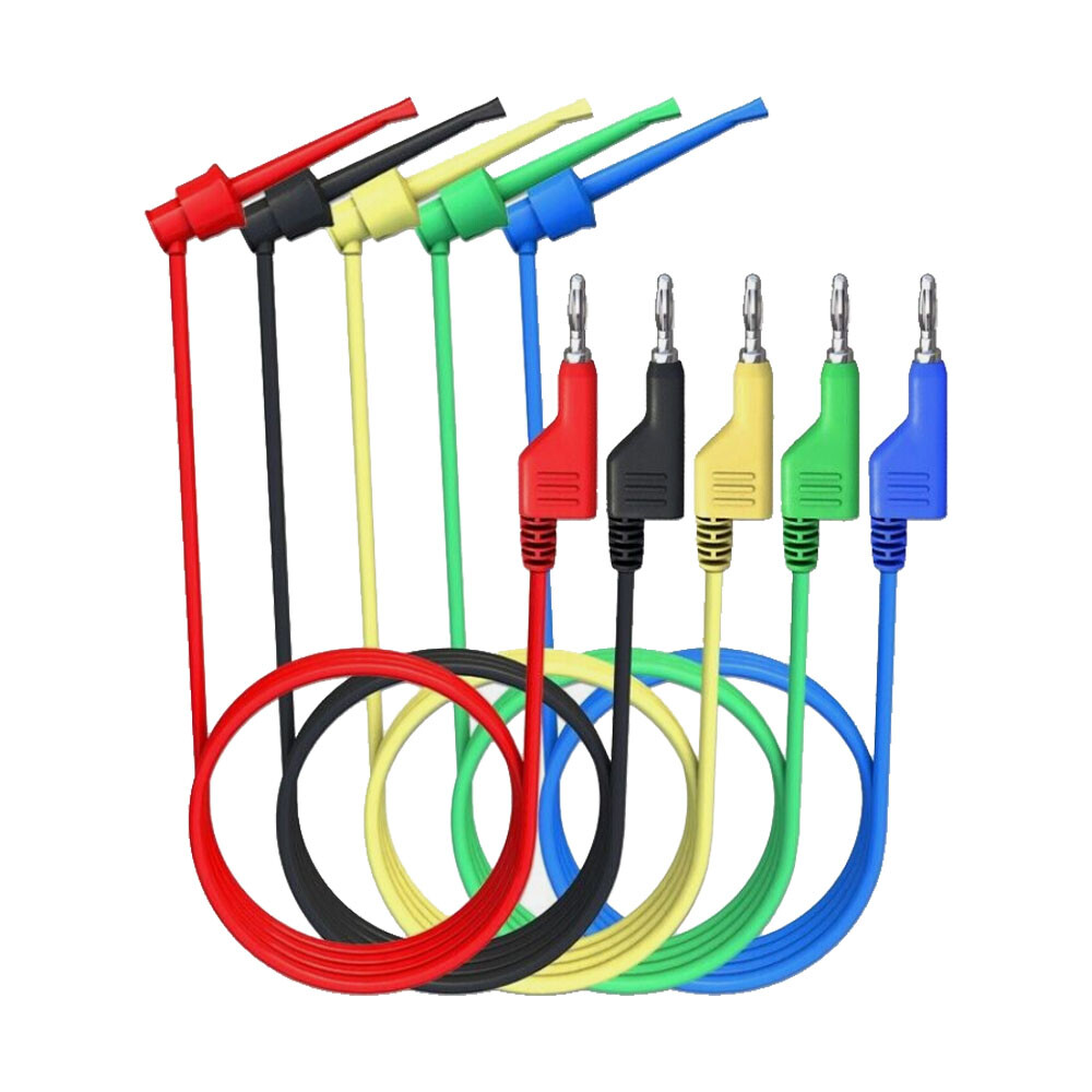 10X 4mm Stackable Banana Plug To Test Hook Clip Test Leads Mini Grabber Cables