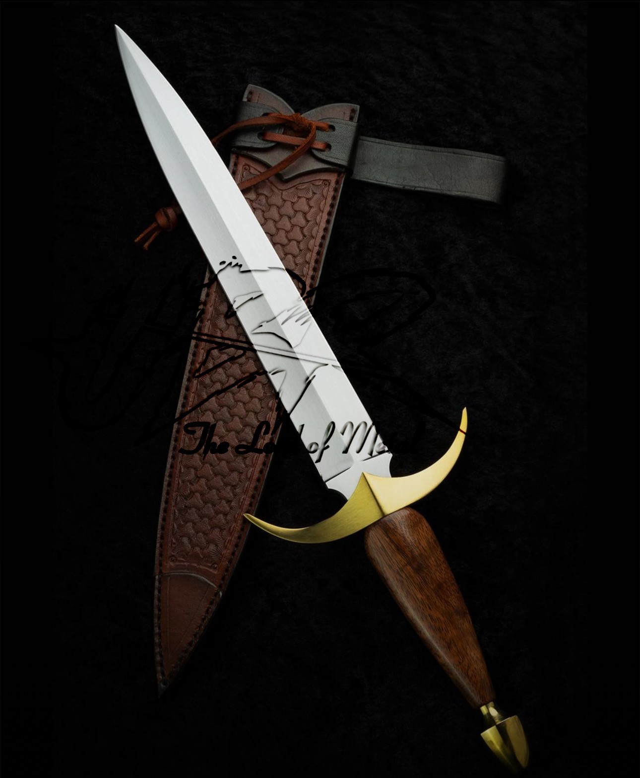UBR CUSTOM HANDMADE D2 TOOL STEEL HUNTING KNIFE WITH LEATHER SHEATH