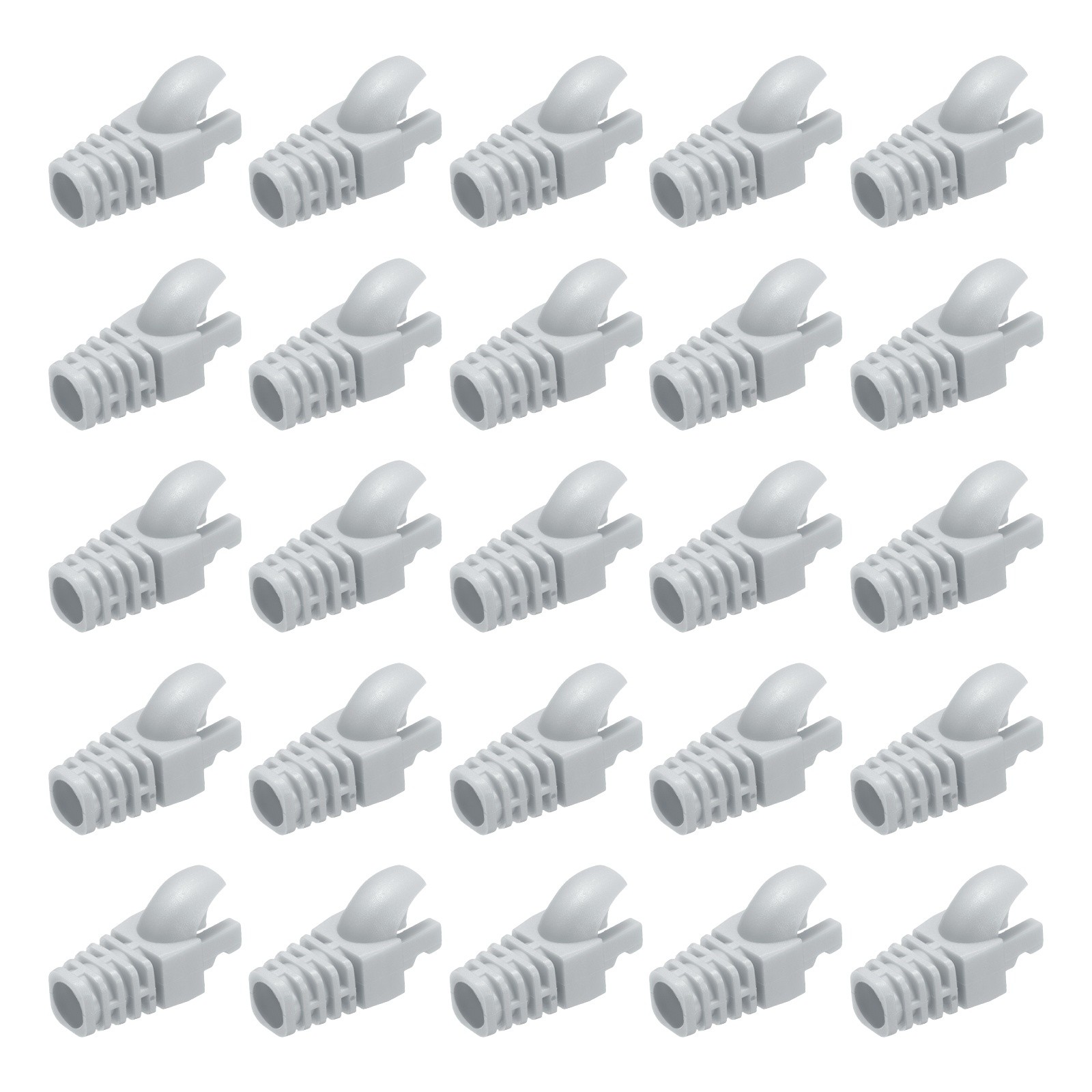 100Pcs RJ45 Plug Connector Cover Cat5 Cat5E Cat6 Cat7 Wire Guard Sleeves, Gray