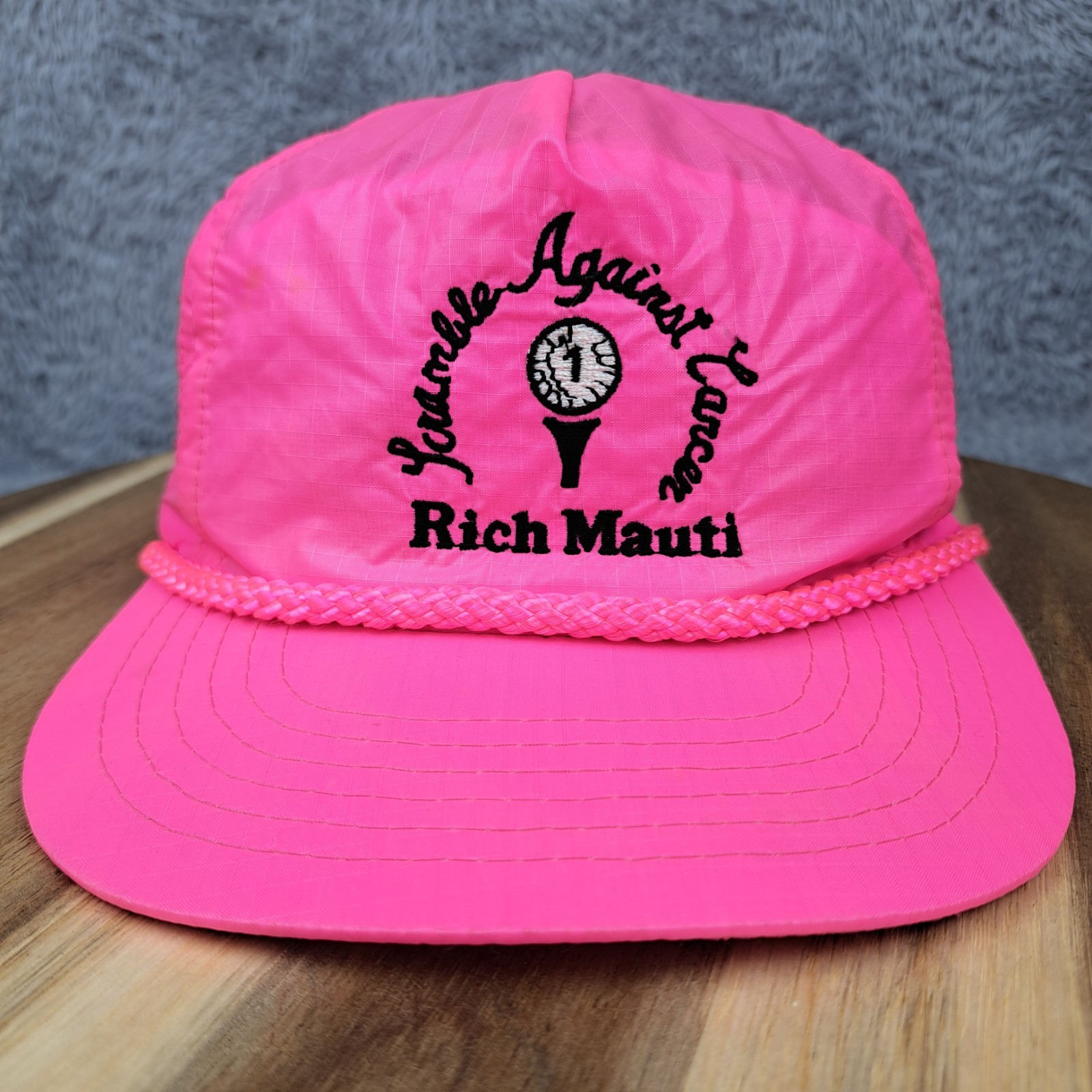 Vintage Scramble Against Cancer Golf Tournament Hat Cap Pink Trucker Rich Mauti