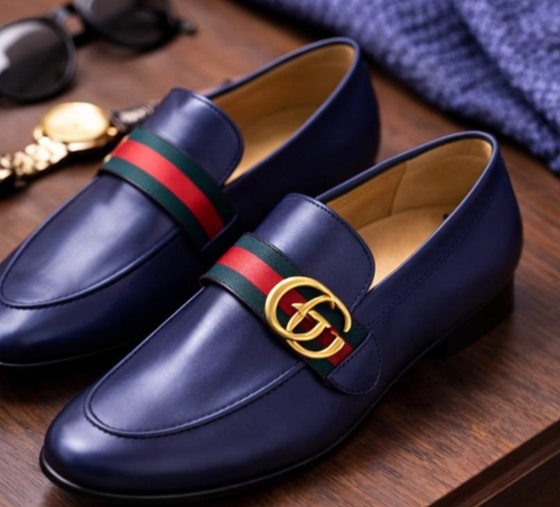 MENS HANDMADE LEATHER SHOES, FASHION LOAFERS SHOES FOR MENS, BLUE