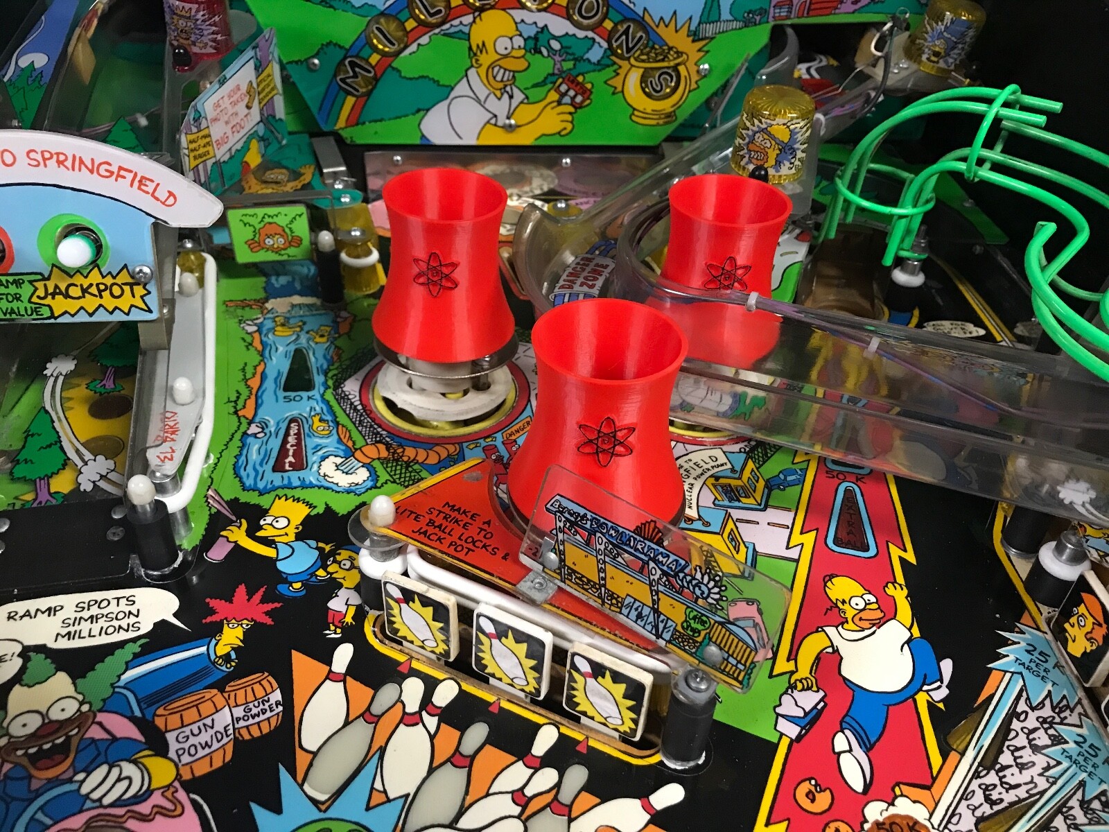 Data East Simpsons Pinball Cooling Towers New Design - Red