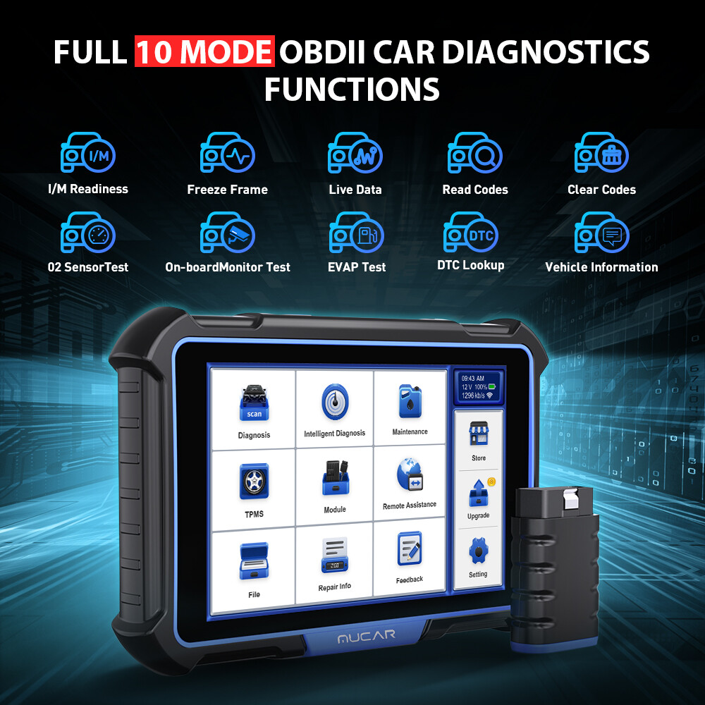 MUCAR VO8 Car ALL System Diagnostic Tool OBD2 Bidirectional Scanner E-CU Coding