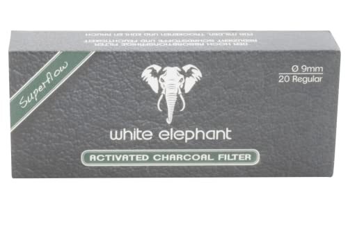 White Elephant Filters 9 mm Activated Charcoal Filters Superflow (20 Filters)