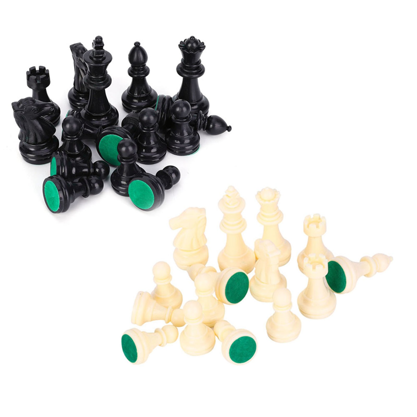Plastic Chessmen Set International Chess Game Complete Chessmen Set Black&&White