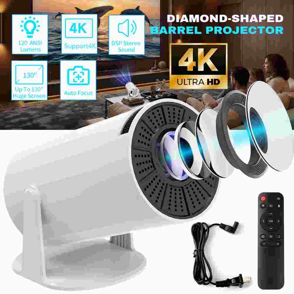 Mini Projector WIFI 6 and Bluetooth 1080P 130'' Screen Movie Projector US