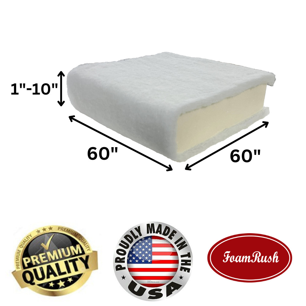 60" x 60" High Density Foam w/ Dacron/Batting Wrap Seat Replacement Cushion USA