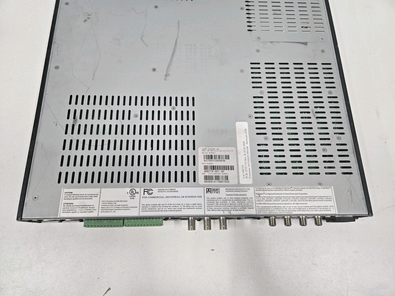 General Instrument DSR-4800 digital satellite broadcast receiver decoder MPEG-2
