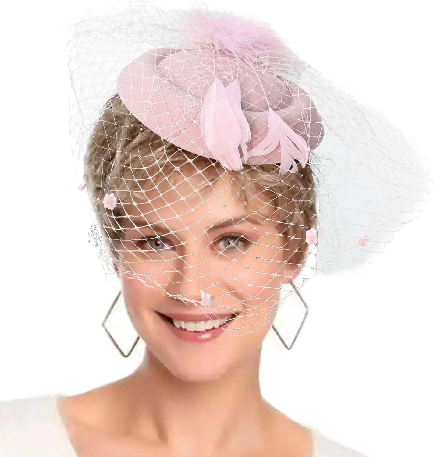 Fascinators Hat Women Tea Party Pillbox Veil Cocktail Mesh Hat