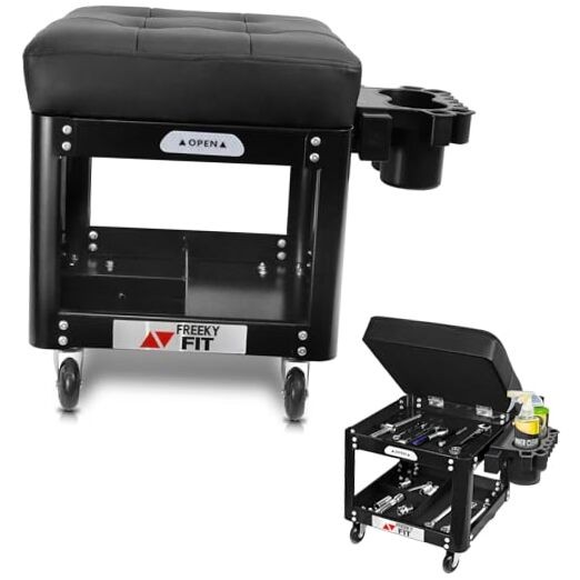 Rolling Creeper Garage Shop Seat for Men, Padded Mechanics Stool with Black