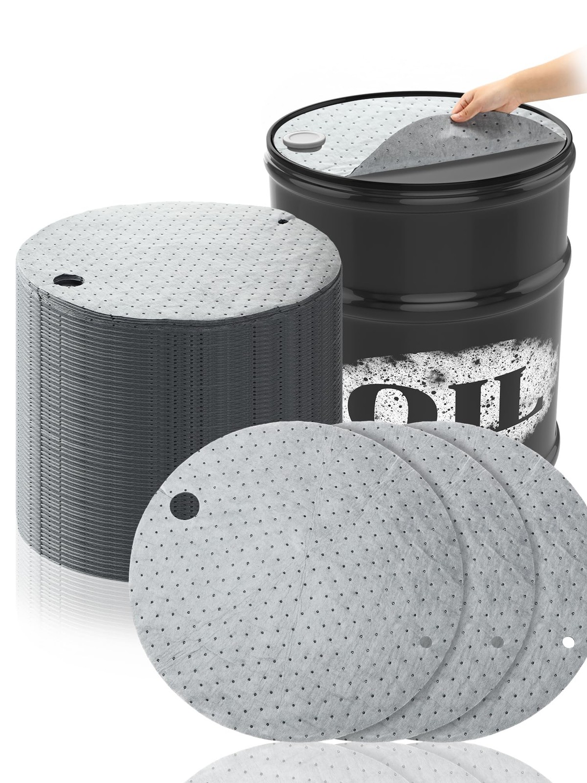Frienda 25 Pcs Drum Top Oil Absorbent Pads for 30 Gallon 30 Gallon, Gray