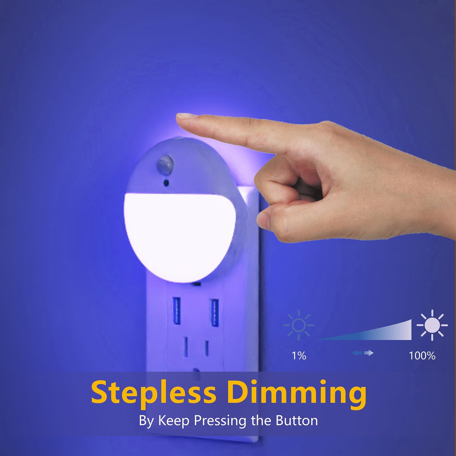 2 Pack Plug in Night Light, Dusk to Dawn, 3 Lighting Ways, Stepless Dimming, ...