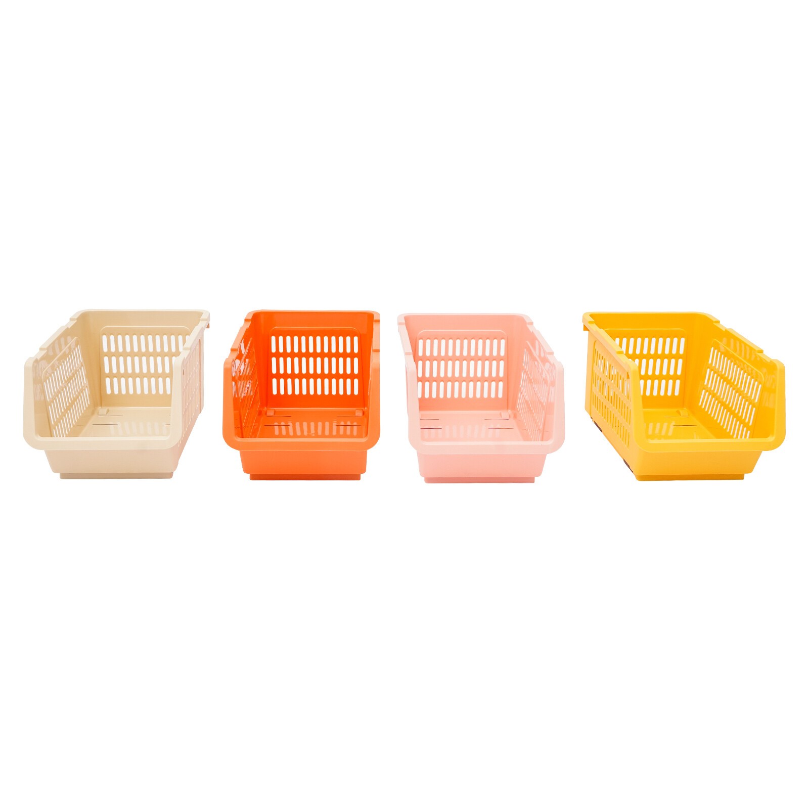 4 PCS Stacking Storage Baskets, Stackable Organizer Baskets, Storage Bins