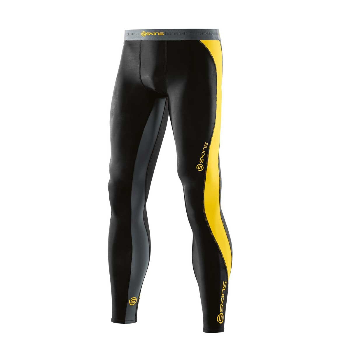 CLEARANCE!! SKINS DNAMIC MENS COMPRESSION LONG TIGHTS - BLACK / CITRON