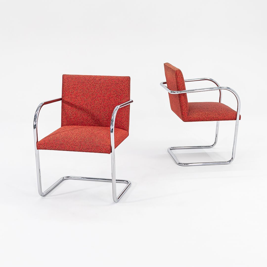 2007 Mies van der Rohe Knoll Tubular Brno Dining Arm Chairs in Red 11x Available