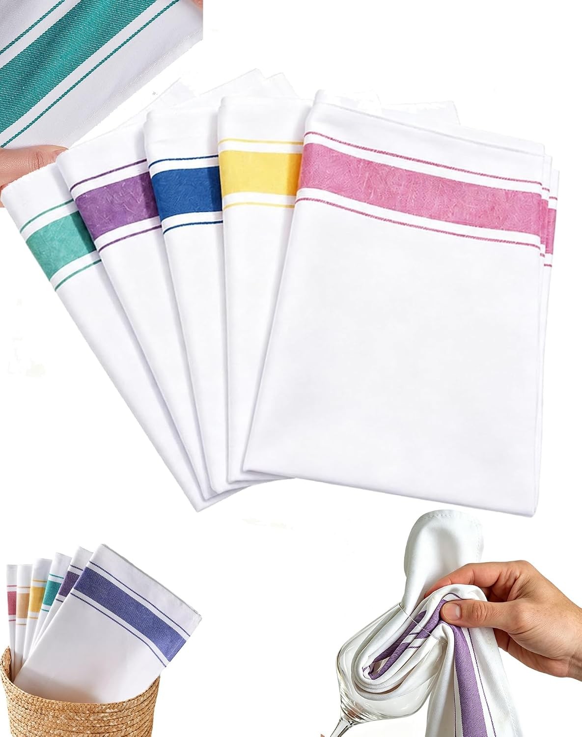 Premium Cotton Glass Cleaning Cloths Streak Free Lint Free Towels Reusable