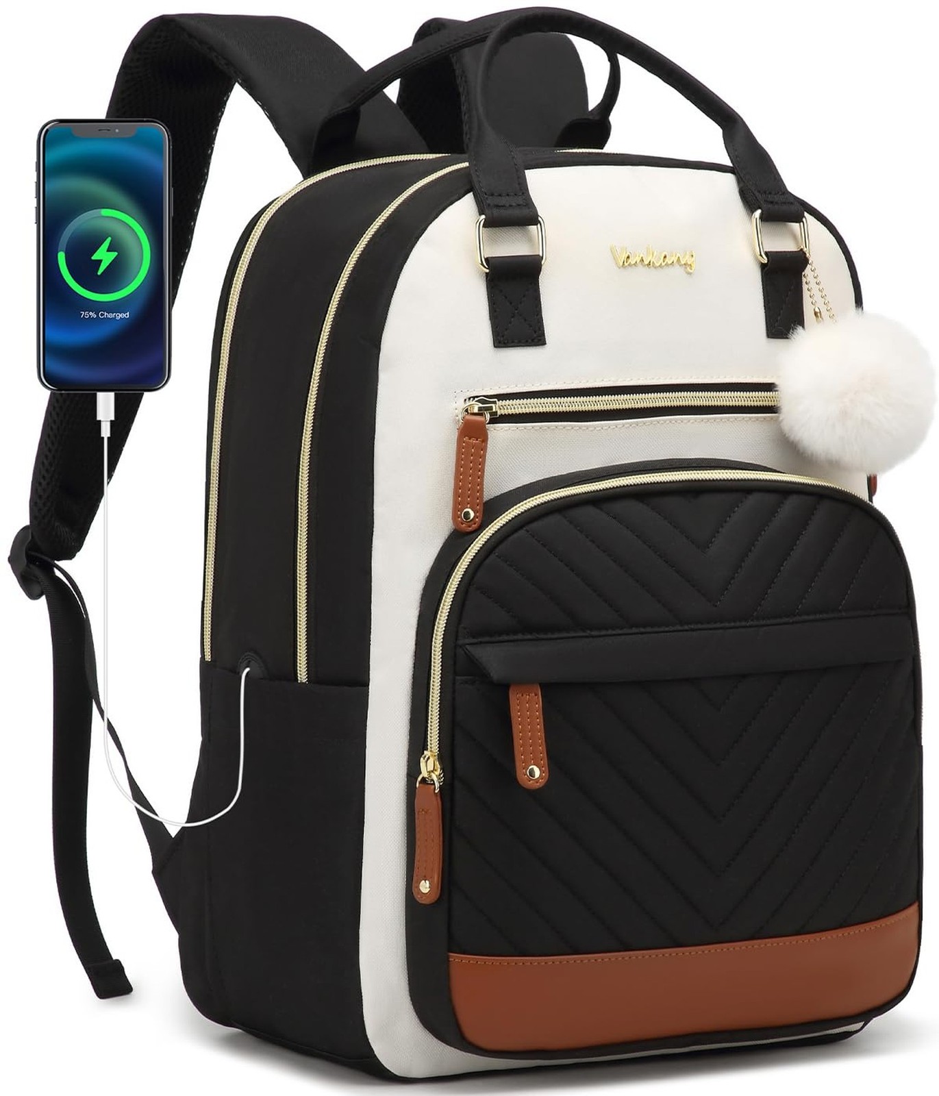 Laptop Backpack for Women, Bookbag for Teacher Work College Back Pack with Ch...