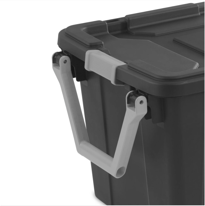 (2-Pack) 40 Gallon Plastic Storage Bin on Wheels with Locking Lid, Dark Gray