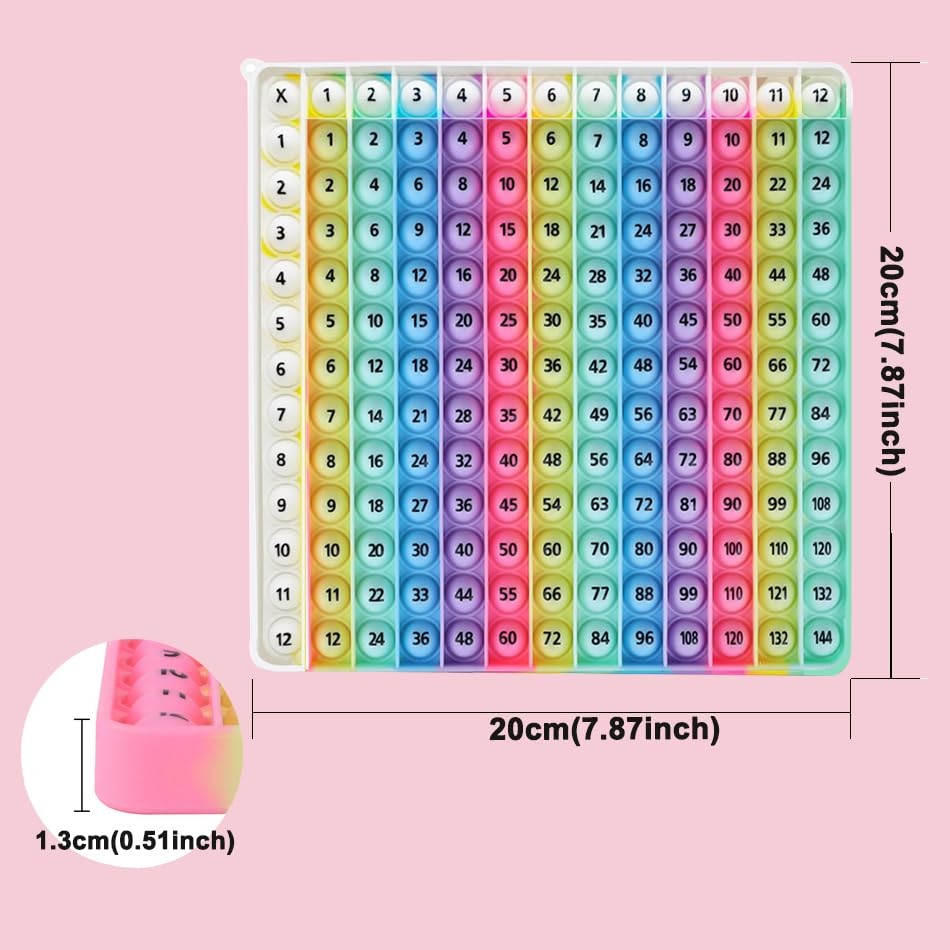 12x12 Multiplication Game Table Kids Math Learning Posters, Fidget Popper...
