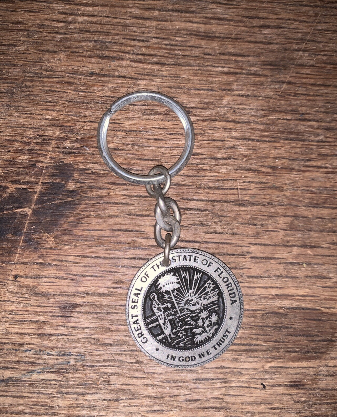 Vintage Keychain - The Great Seal of the State of Florida - Pewter