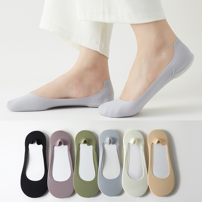 5 Pairs Women Thin Summer Boat Socks Breathable Invisible Non Slip No Show Socks