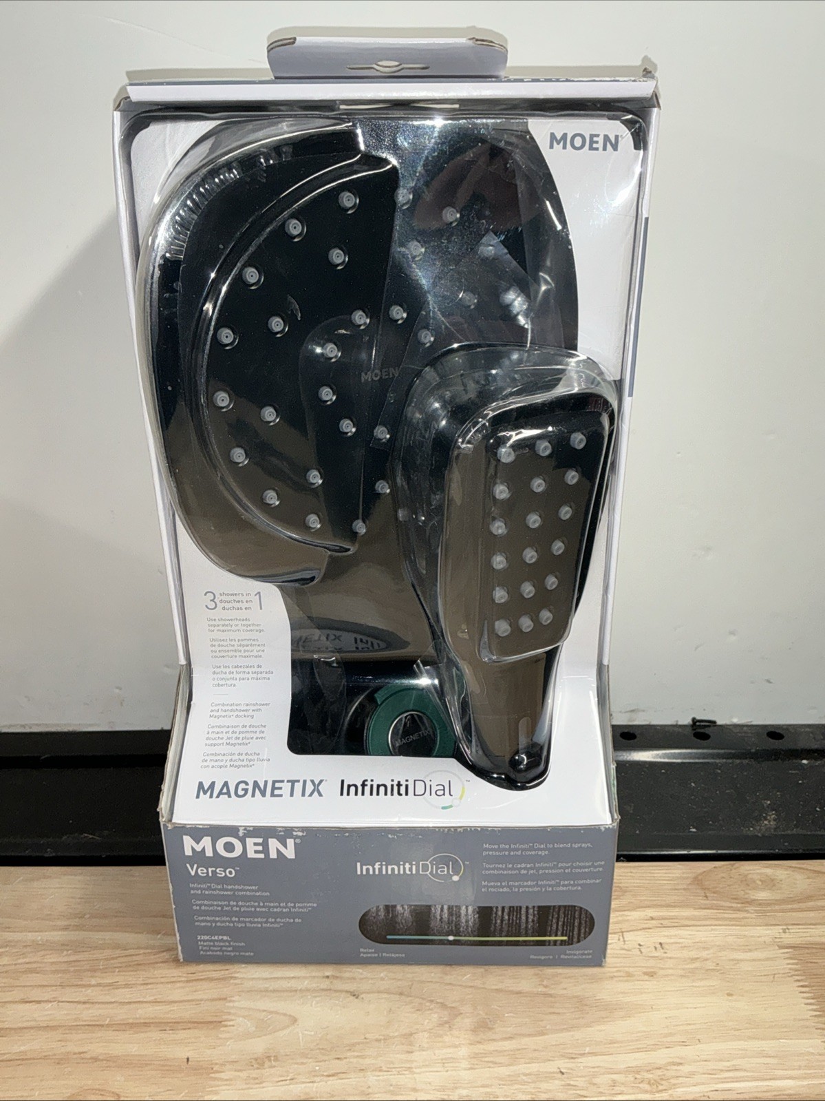 Moen 220C4EPBL Verso Combo Shower Rain Handheld Infiniti Dial, Matte Black