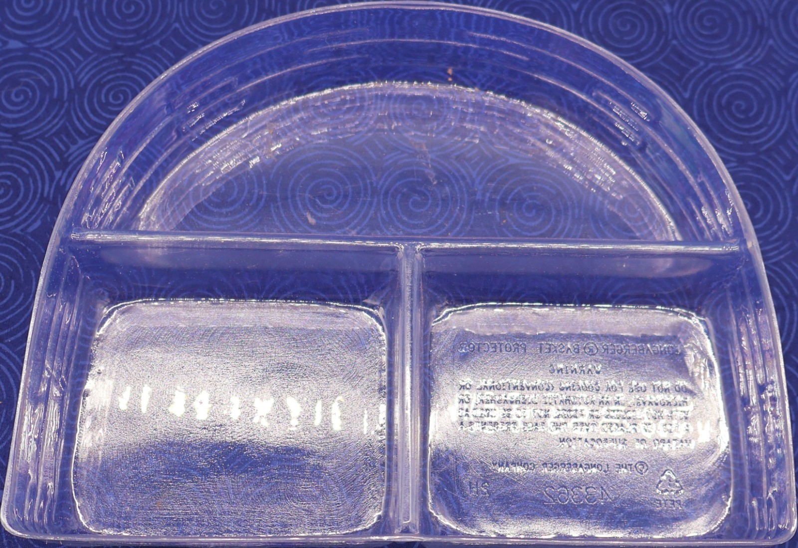 Longaberger Divided Basket Protector #43362 – Clear Half-Moon Plastic Insert