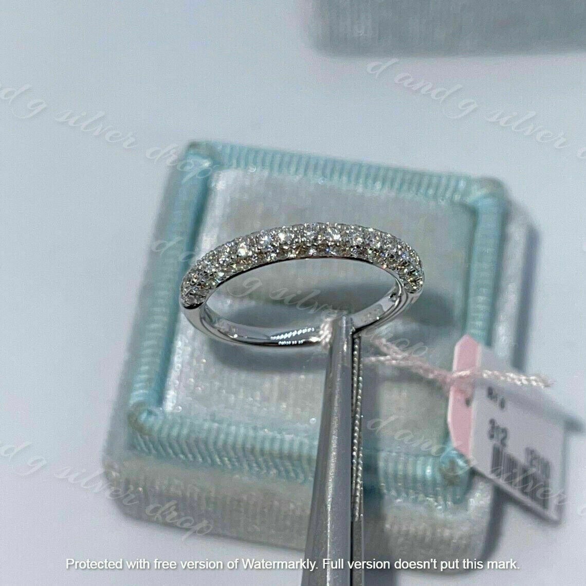 1Ct Lab-Created VVS1/D Diamond Half Eternity Wedding Band Ring 14K White Gold Fn