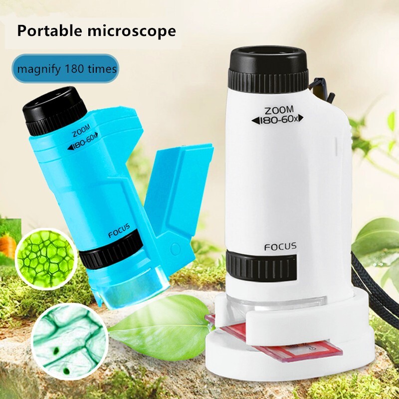 60-120x Handheld Microscope with LED Light Mini Microscope Science Toys for Kids