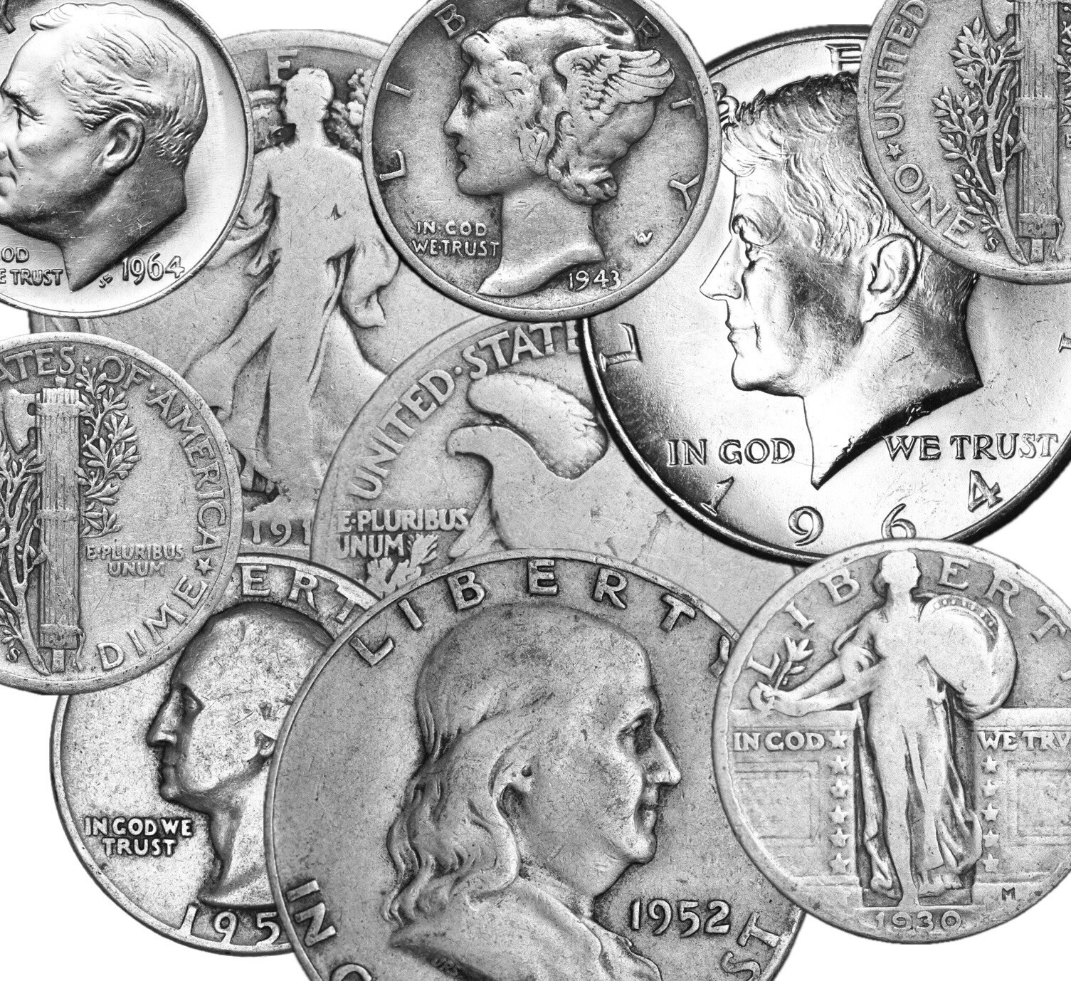 90% Junk Silver Coins .75 Cents Face Value Random Mixed Coins! Avg Condition