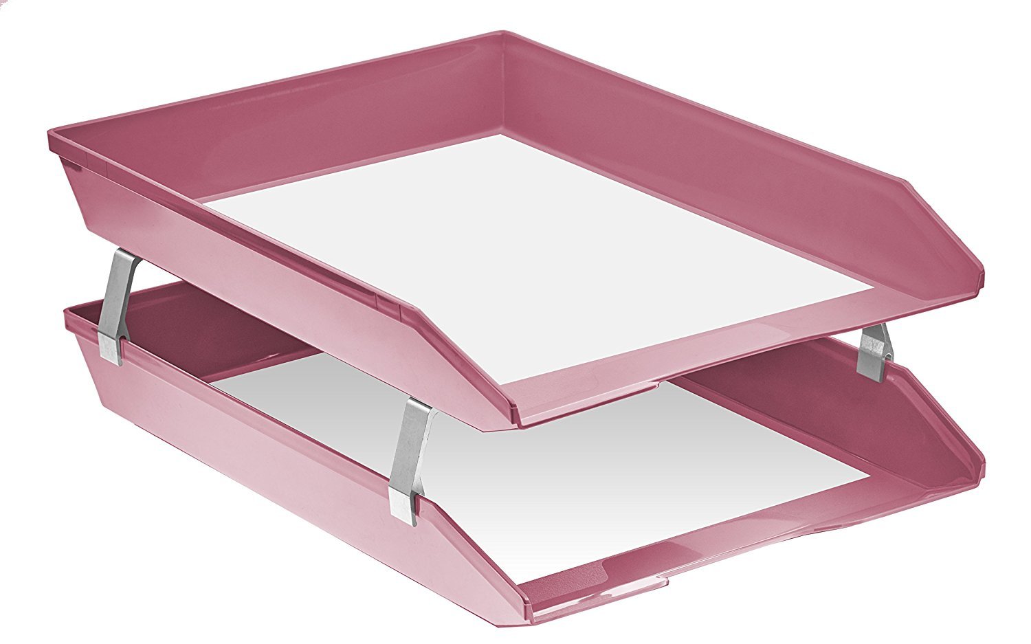 Acrimet Facility 2 Tiers Double Letter Tray Front Loading Design (Solid Pink)