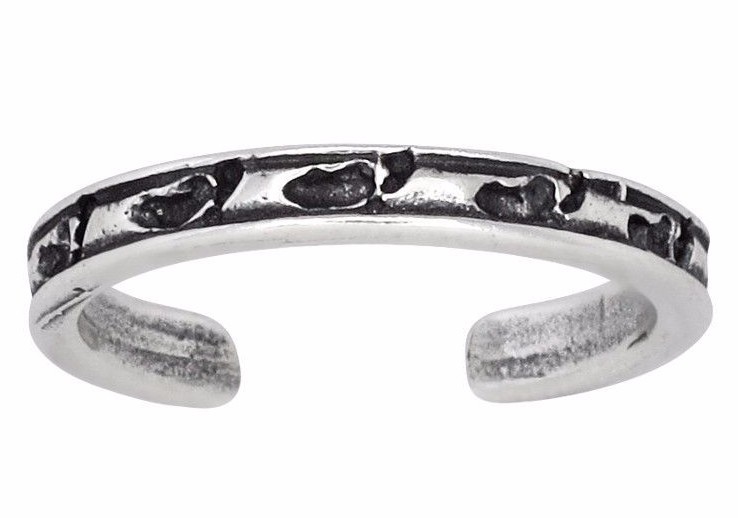 Sterling Silver .925 Small Foot Prints Toe Ring Adjustable Size | Made In USA