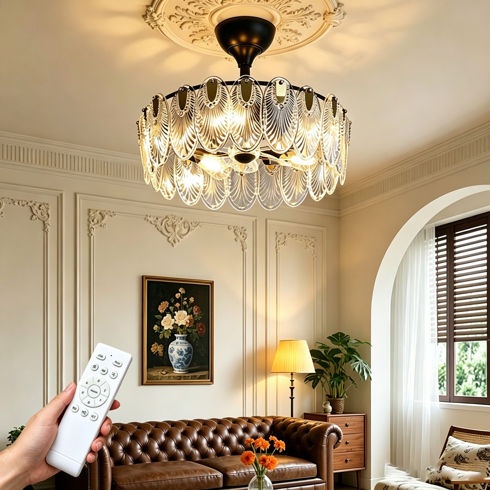 Adjustable Brightness Crystal with Remote Modern Decor Lamp for Conservatory