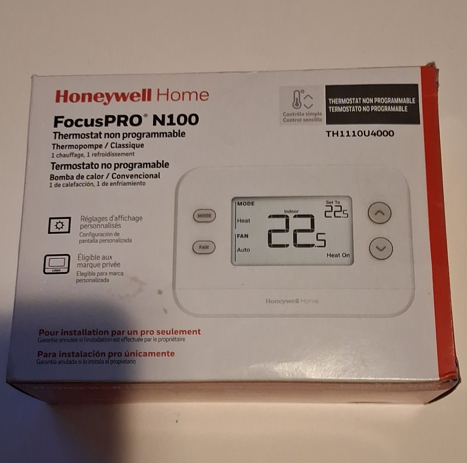Honeywell Home FocusPRO N100 Non-Programmable 24V Heat/Cool Wall Thermostat