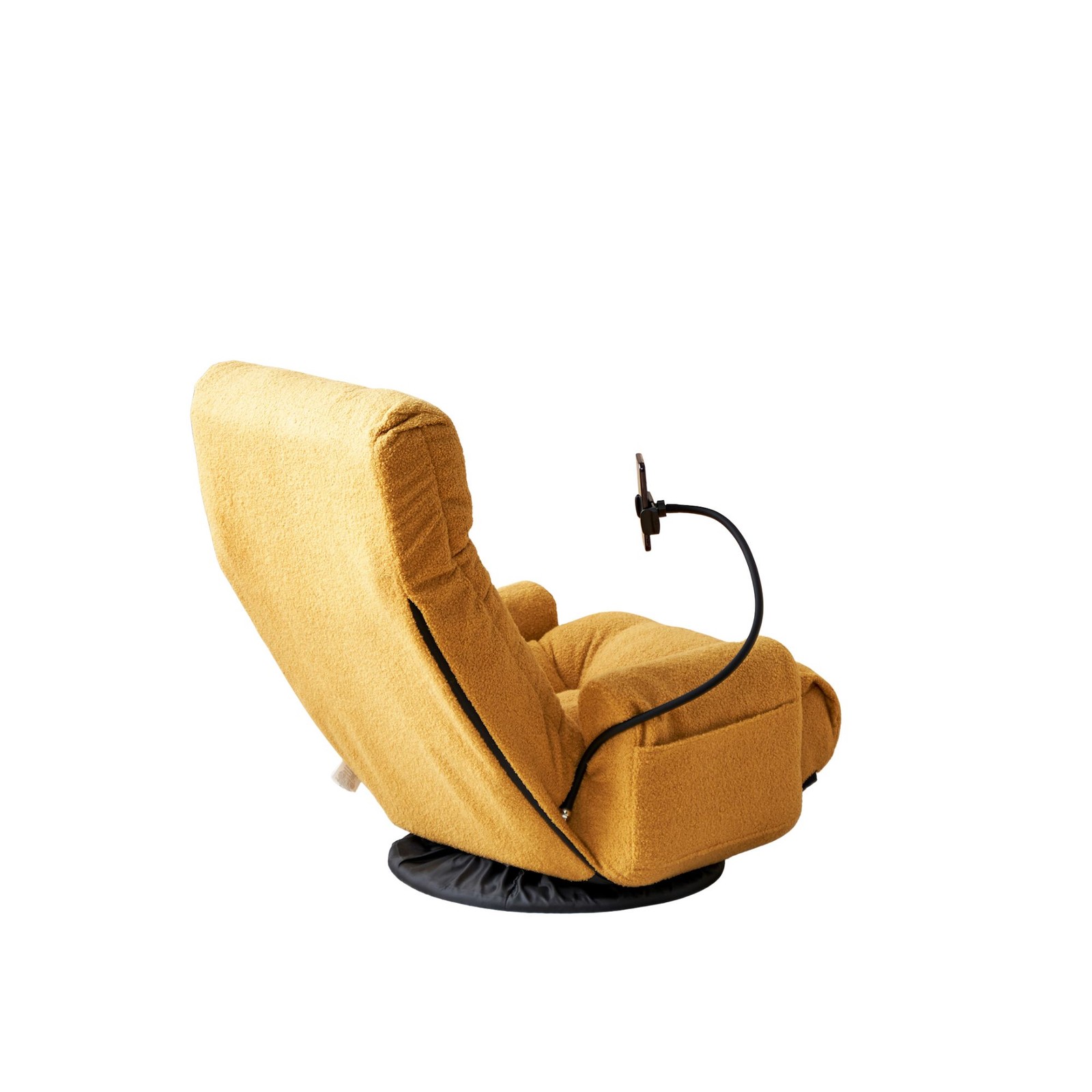 Adjustable Lounge Sofa Chair 360° Rotatable Yellow Cotton